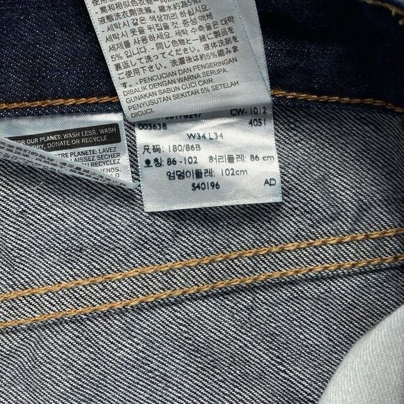 Levi's 514 Straight Leg Jeans Sz 34 x 34 Dark Wash Business Casual Western Denim - Picture 15 of 15